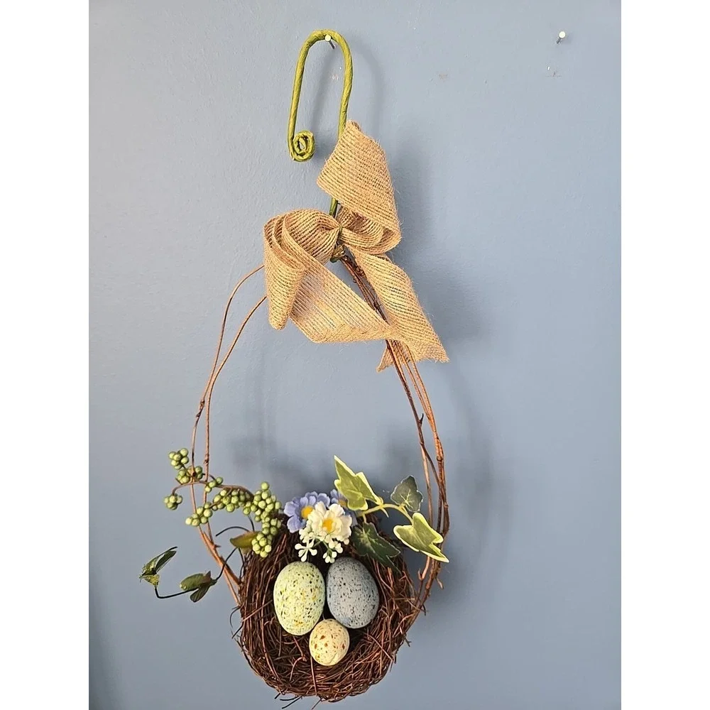 Easter Pastel Speckled Eggs Natural Nest Eggs Wreath Decor‎